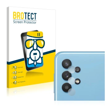 Parte frontal de un envase de producto con el logotipo de la marca BROTECT. Al lado se muestra el dispositivo Samsung Galaxy A