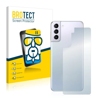 Parte frontal de un envase de producto con el logotipo de la marca BROTECT. Al lado se muestra el dispositivo Samsung Galaxy S