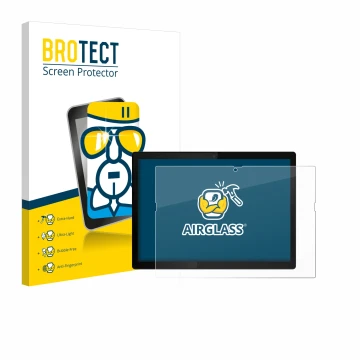 Parte frontal de un envase de producto con el logotipo de la marca BROTECT. Al lado se muestra el dispositivo Lenovo ThinkPad 