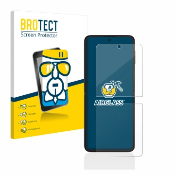 Parte frontal de un envase de producto con el logotipo de la marca BROTECT. Al lado se muestra el dispositivo Samsung Galaxy Z