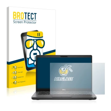 Parte frontal de un envase de producto con el logotipo de la marca BROTECT. Al lado se muestra el dispositivo Dell Latitude 54