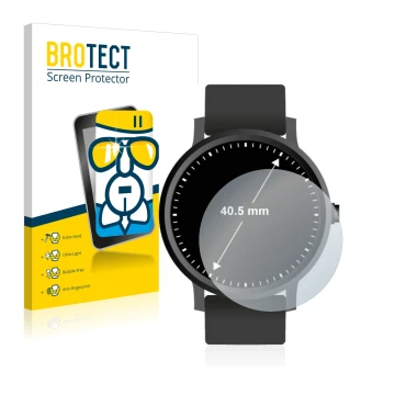 Parte frontal de un envase de producto con el logotipo de la marca BROTECT. Al lado se muestra el dispositivo Relojes (Circula