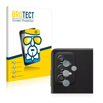 Parte frontal de un envase de producto con el logotipo de la marca BROTECT. Al lado se muestra el dispositivo Samsung Galaxy A