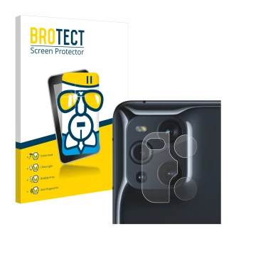 Parte frontal de un envase de producto con el logotipo de la marca BROTECT. Al lado se muestra el dispositivo Oppo Find X3 Pro