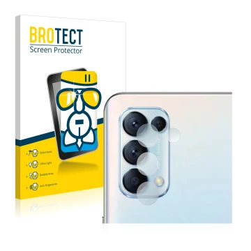 Parte frontal de un envase de producto con el logotipo de la marca BROTECT. Al lado se muestra el dispositivo Oppo Find X3 Lit