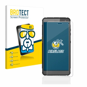 Parte frontal de un envase de producto con el logotipo de la marca BROTECT. Al lado se muestra el dispositivo i.safe MOBILE IS