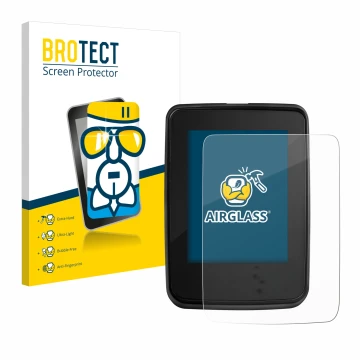 Parte frontal de un envase de producto con el logotipo de la marca BROTECT. Al lado se muestra el dispositivo Giant RideDash E