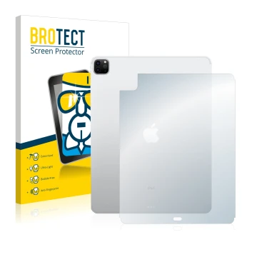 Parte frontal de un envase de producto con el logotipo de la marca BROTECT. Al lado se muestra el dispositivo Apple iPad 12.9