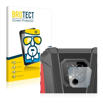 Parte frontal de un envase de producto con el logotipo de la marca BROTECT. Al lado se muestra el dispositivo Ulefone Armor 8 