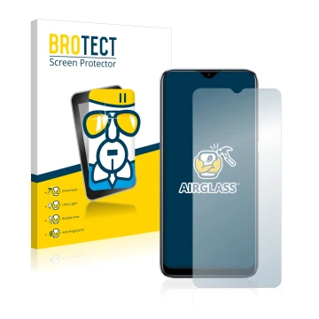 Parte frontal de un envase de producto con el logotipo de la marca BROTECT. Al lado se muestra el dispositivo realme C11 2021 