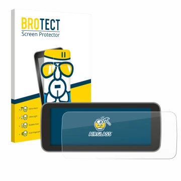 Parte frontal de un envase de producto con el logotipo de la marca BROTECT. Al lado se muestra el dispositivo Fiat 500 E Uconn