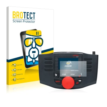 Parte frontal de un envase de producto con el logotipo de la marca BROTECT. Al lado se muestra el dispositivo Märklin Mobile S