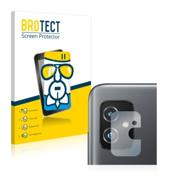 Parte frontal de un envase de producto con el logotipo de la marca BROTECT. Al lado se muestra el dispositivo ASUS ZenFone 8 (