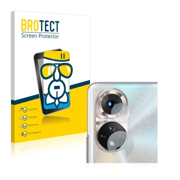 Parte frontal de un envase de producto con el logotipo de la marca BROTECT. Al lado se muestra el dispositivo Honor 50 (SÓLO C