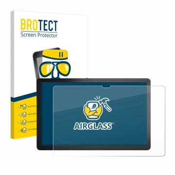 Parte frontal de un envase de producto con el logotipo de la marca BROTECT. Al lado se muestra el dispositivo Lenovo Tab P11 P