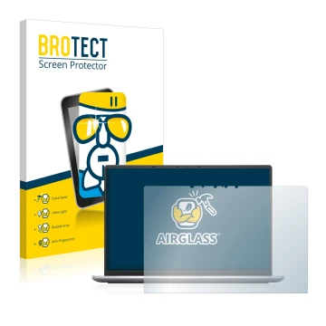 Parte frontal de un envase de producto con el logotipo de la marca BROTECT. Al lado se muestra el dispositivo Dell Latitude 94