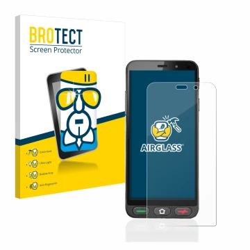 Parte frontal de un envase de producto con el logotipo de la marca BROTECT. Al lado se muestra el dispositivo Brondi Amico S N