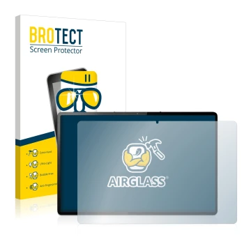 Parte frontal de un envase de producto con el logotipo de la marca BROTECT. Al lado se muestra el dispositivo Lenovo Tab P12 P