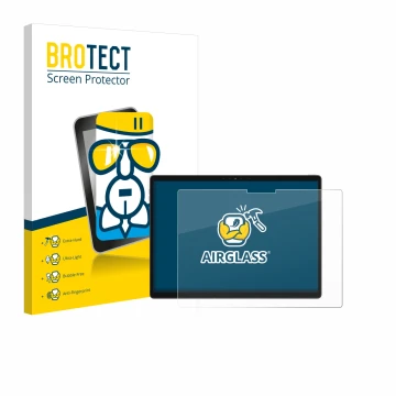 Parte frontal de un envase de producto con el logotipo de la marca BROTECT. Al lado se muestra el dispositivo Dell Latitude 73