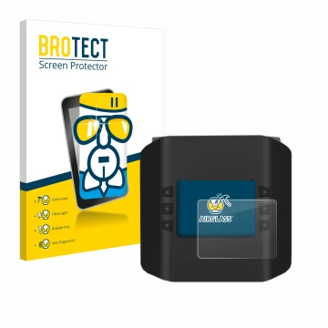 Parte frontal de un envase de producto con el logotipo de la marca BROTECT. Al lado se muestra el dispositivo ISDT Smart Duo C