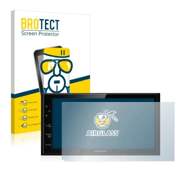 Parte frontal de un envase de producto con el logotipo de la marca BROTECT. Al lado se muestra el dispositivo Kenwood DMX5020D