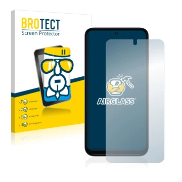 Parte frontal de un envase de producto con el logotipo de la marca BROTECT. Al lado se muestra el dispositivo Motorola Moto G3