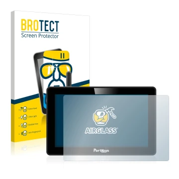 Parte frontal de un envase de producto con el logotipo de la marca BROTECT. Al lado se muestra el dispositivo Portkeys BM5 WR 