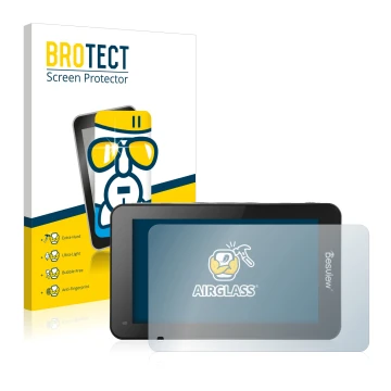 Parte frontal de un envase de producto con el logotipo de la marca BROTECT. Al lado se muestra el dispositivo Desview R6 UHB 5