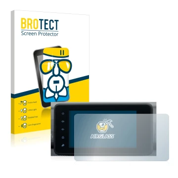 Parte frontal de un envase de producto con el logotipo de la marca BROTECT. Al lado se muestra el dispositivo Dacia Sandero 20