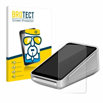 Parte frontal de un envase de producto con el logotipo de la marca BROTECT. Al lado se muestra el dispositivo Square Terminal 