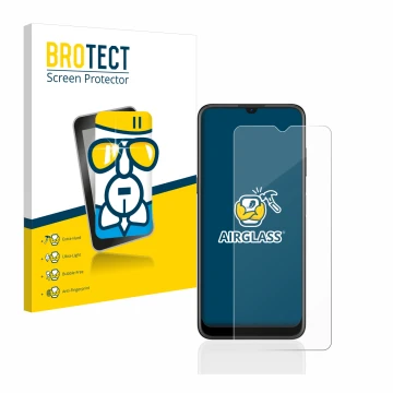 Parte frontal de un envase de producto con el logotipo de la marca BROTECT. Al lado se muestra el dispositivo Nokia G21 con su