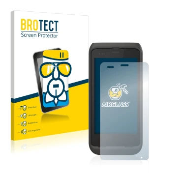 Parte frontal de un envase de producto con el logotipo de la marca BROTECT. Al lado se muestra el dispositivo Honeywell CT45 X