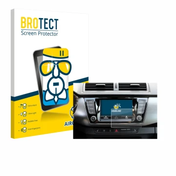 Parte frontal de un envase de producto con el logotipo de la marca BROTECT. Al lado se muestra el dispositivo Skoda Fabia 3 Co