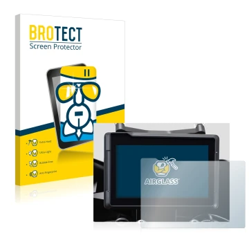 Parte frontal de un envase de producto con el logotipo de la marca BROTECT. Al lado se muestra el dispositivo KTM 1290 Super D