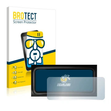 Parte frontal de un envase de producto con el logotipo de la marca BROTECT. Al lado se muestra el dispositivo Hyundai Kona 202