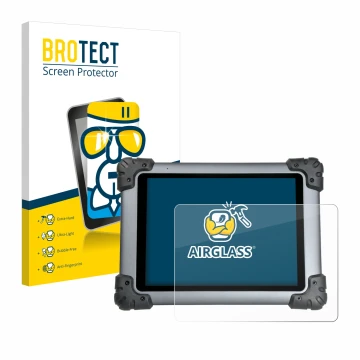 Parte frontal de un envase de producto con el logotipo de la marca BROTECT. Al lado se muestra el dispositivo Autel MaxiSys MS