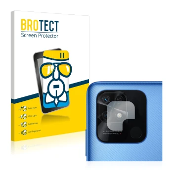 Parte frontal de un envase de producto con el logotipo de la marca BROTECT. Al lado se muestra el dispositivo Xiaomi Redmi 10C