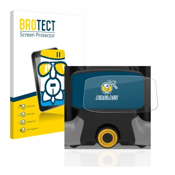 Parte frontal de un envase de producto con el logotipo de la marca BROTECT. Al lado se muestra el dispositivo PowaKaddy CT8 co