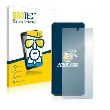 Parte frontal de un envase de producto con el logotipo de la marca BROTECT. Al lado se muestra el dispositivo OnePlus 10T 5G c