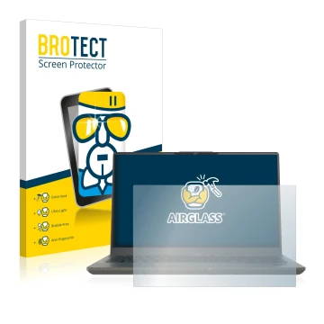 Parte frontal de un envase de producto con el logotipo de la marca BROTECT. Al lado se muestra el dispositivo Fujitsu Lifebook