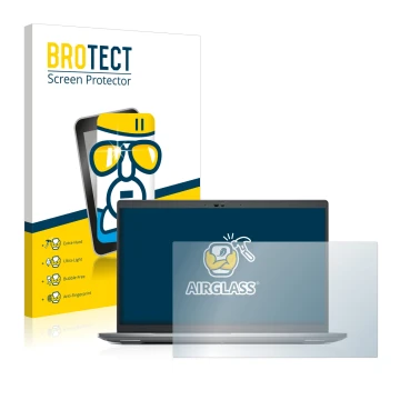 Parte frontal de un envase de producto con el logotipo de la marca BROTECT. Al lado se muestra el dispositivo Dell Precision 3