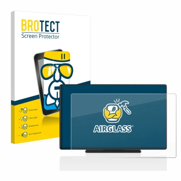 Parte frontal de un envase de producto con el logotipo de la marca BROTECT. Al lado se muestra el dispositivo Carpuride W901 9