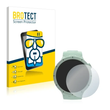 Parte frontal de un envase de producto con el logotipo de la marca BROTECT. Al lado se muestra el dispositivo Swatch Big Bold 