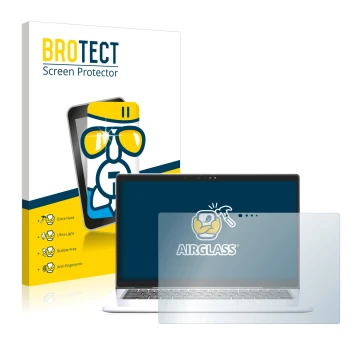Parte frontal de un envase de producto con el logotipo de la marca BROTECT. Al lado se muestra el dispositivo Dell Latitude 73