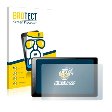 Parte frontal de un envase de producto con el logotipo de la marca BROTECT. Al lado se muestra el dispositivo Pioneer AVIC-Z10