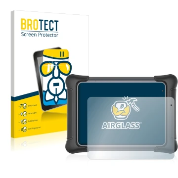 Parte frontal de un envase de producto con el logotipo de la marca BROTECT. Al lado se muestra el dispositivo Autel MaxiSys El