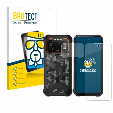 Parte frontal de un envase de producto con el logotipo de la marca BROTECT. Al lado se muestra el dispositivo iiiF150 B1 Pro (