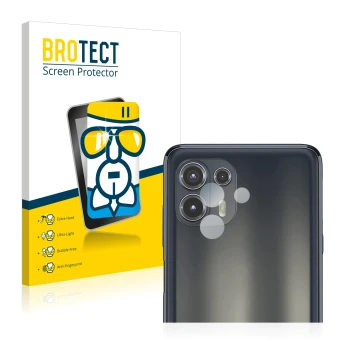 Parte frontal de un envase de producto con el logotipo de la marca BROTECT. Al lado se muestra el dispositivo Motorola Edge 20