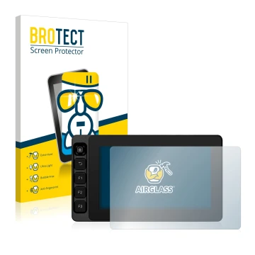 Parte frontal de un envase de producto con el logotipo de la marca BROTECT. Al lado se muestra el dispositivo SmallHD Ultra 5 