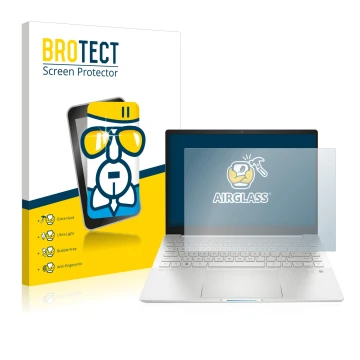 Parte frontal de un envase de producto con el logotipo de la marca BROTECT. Al lado se muestra el dispositivo HP Pavilion Plus